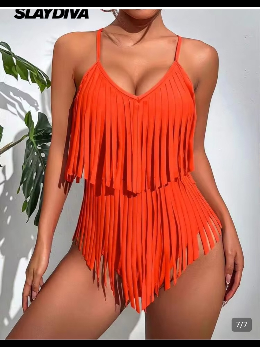 Orange Fringe One-Piece Swimsuit - Picture 5 of 6